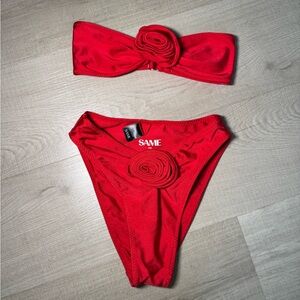 SAME swim Red Bikini Bottom & top Set